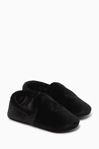 Ash Embroidered Slippers in Velvet