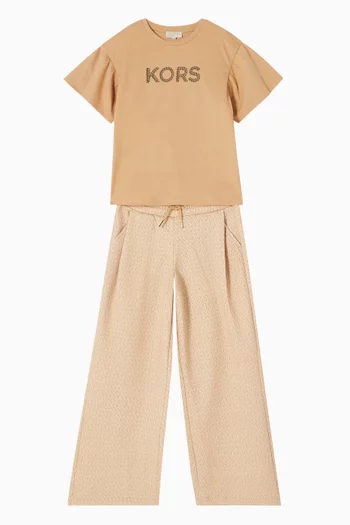 Monogram Print Trousers in Cotton