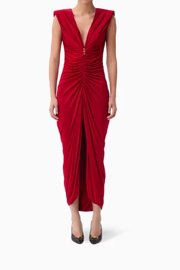 Draped Midi Gown in Viscose-jersey
