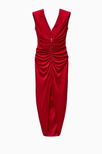 Draped Midi Gown in Viscose-jersey