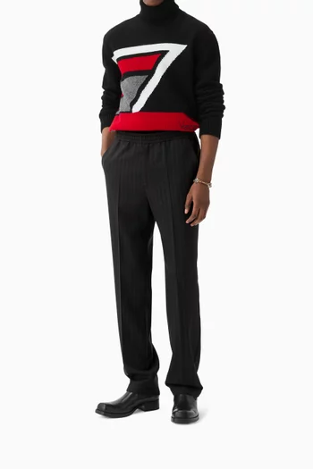 Tailored Jacquard Pants in Wool