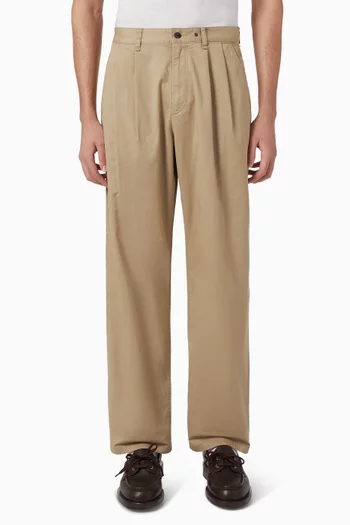 Baggy Pleated Chino Pants in Stretch Twill
