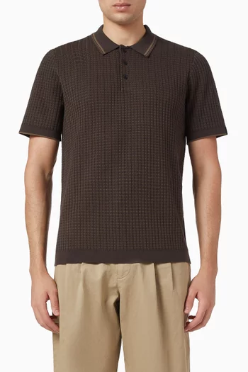 Harvey Rib-knit Polo Shirt in Cotton-blend