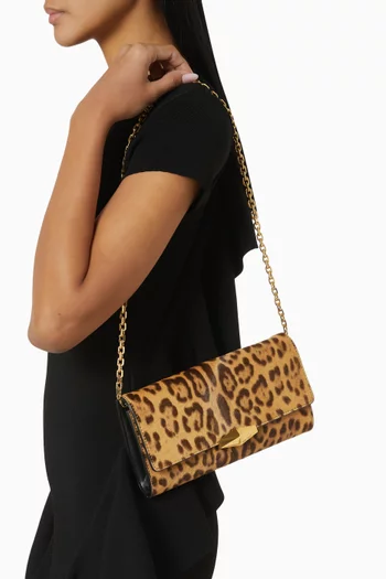Cinch Clutch in Leopard-print Ponyhair
