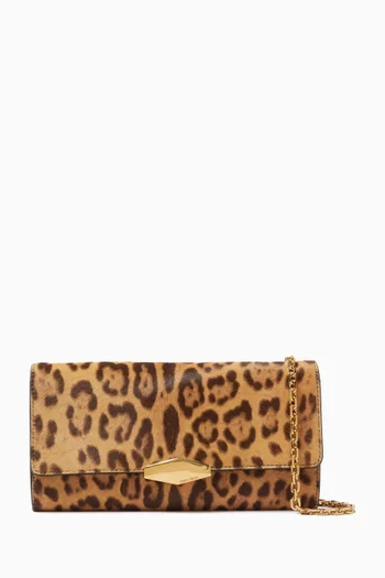 Cinch Clutch in Leopard-print Ponyhair