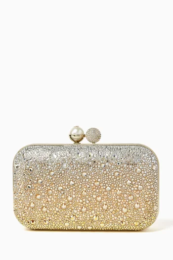 Cloud Crystal-embellished Clutch in Satin