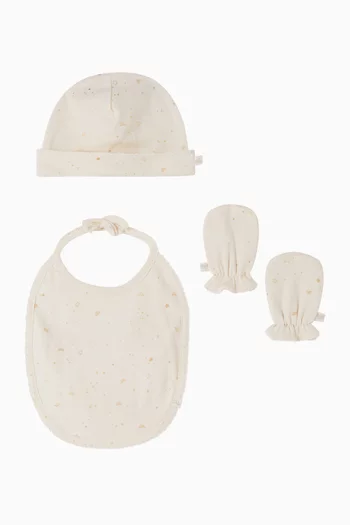 Bay Star & Crown Hat, Mittens & Bib Gift Set