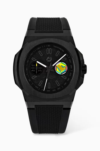 ORIGENNUNCIER x GCC40.5mm Stainless Steel PVD Black Case, Chronograph Movt Seiko VK64, Sapphire Crystal Anti-Scratch Glass, Nanotech Dirt Resist Rubber Strap, WR 50M, Sandblast Texture Dial with GCC logo, Index Marker:BLACK:One Size|220045878