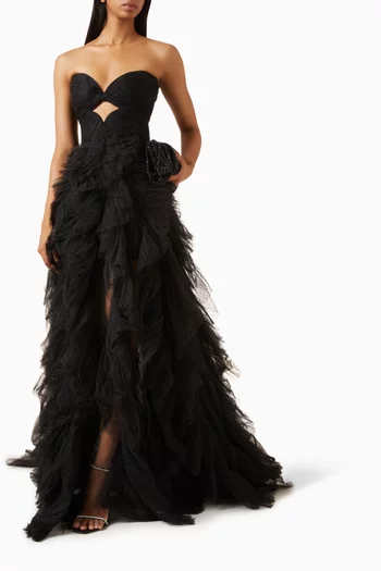 Coleen Strapless Gown in Glitter Tulle