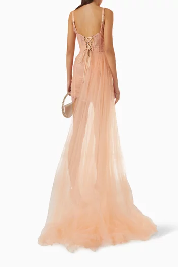 Elsinora Lace-up Mini Dress in Tulle