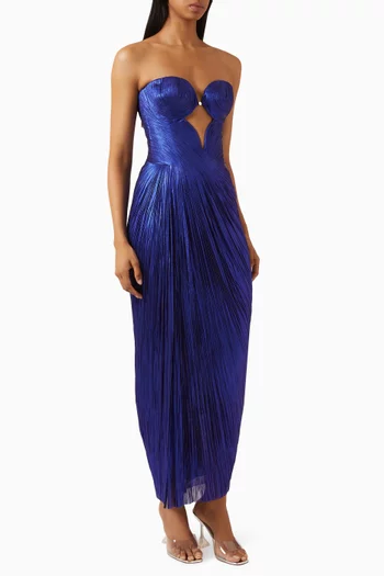 Huda Strapless Dress in Foiled Silk Tulle