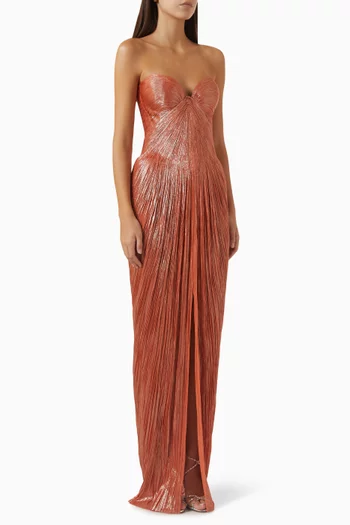 Nadira Strapless Dress in Foiled Silk Tulle