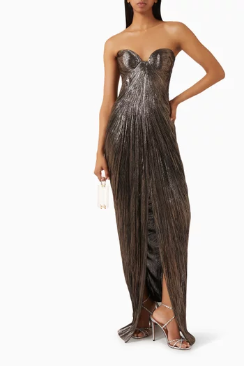 Nadira Strapless Dress in Foiled Silk Tulle