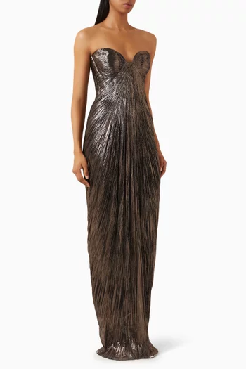 Nadira Strapless Dress in Foiled Silk Tulle