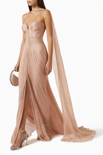 Salima Gown & Cris Scarf Set in Foiled Mousseline