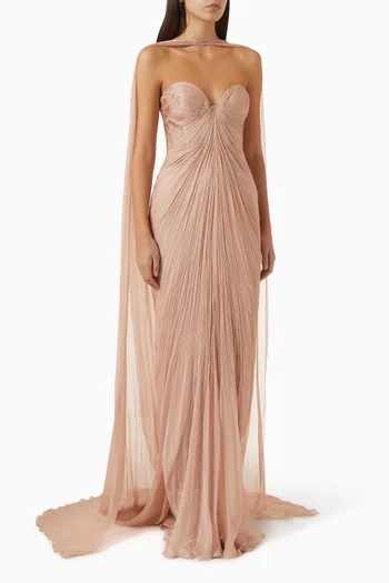 Salima Gown & Cris Scarf Set in Foiled Mousseline