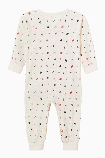 Logo Rib Coverall Romper in Cotton