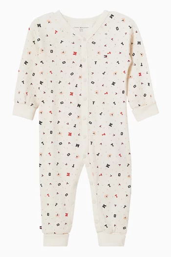 Logo Rib Coverall Romper in Cotton