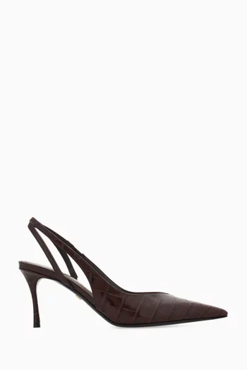 Dafne 70 Slingback Pumps in Alligator-embossed Calfskin