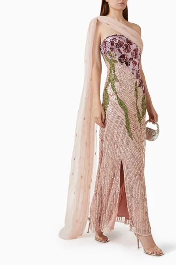 Floral Motif Embellished Gown