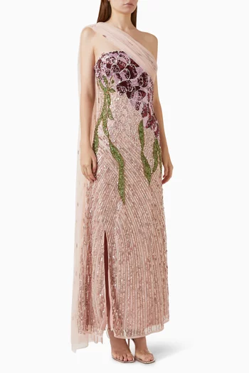 Floral Motif Embellished Gown