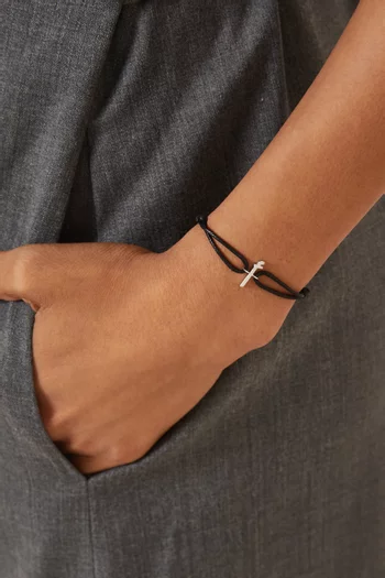 Arabic Initial 'Alef' Thread Bracelet in 18kt White Gold