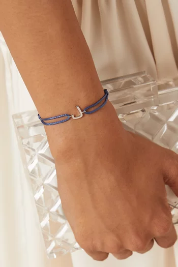 Arabic Initial 'Dal' Thread Bracelet in 18kt White Gold
