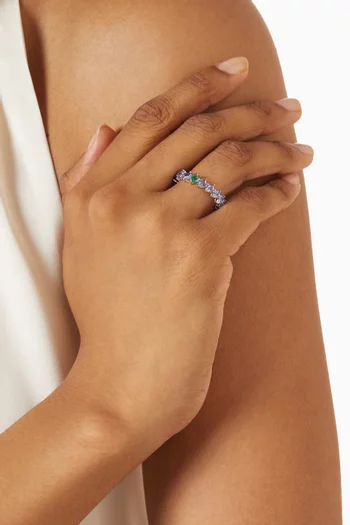 Odd One Out Tanzanite & Emerald Ring in 18kt White Gold