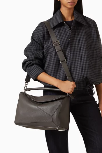 Unisex Large Puzzle Bag in Leather