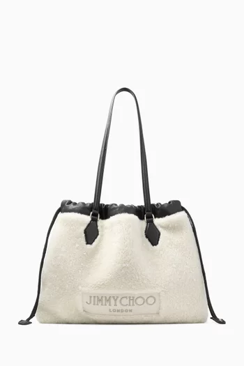 Medium Drawstring Tote Bag in Lamb Shearling