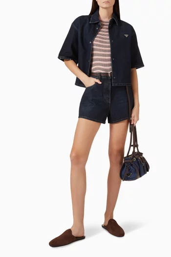 Enameled Logo Shorts in Denim