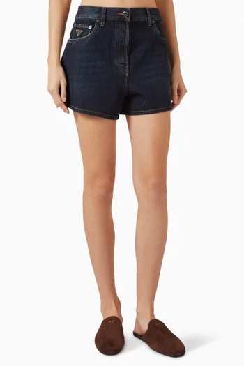Enameled Logo Shorts in Denim