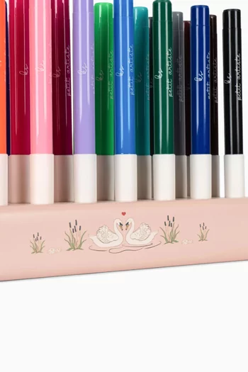 Markers in Wooden Block, 24 pieces