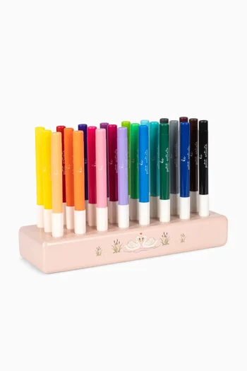 Markers in Wooden Block, 24 pieces