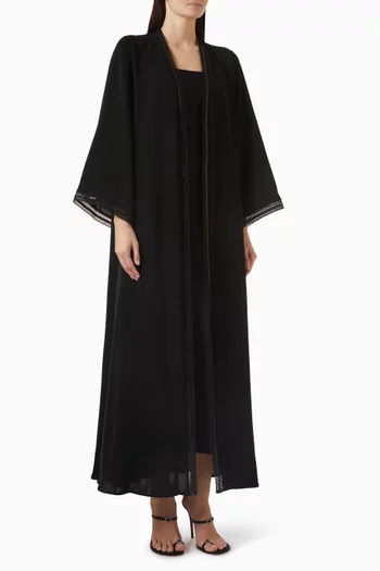 Lace-trim Abaya Set