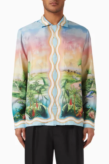 قميص بعبارة Tennis Club تويل حرير