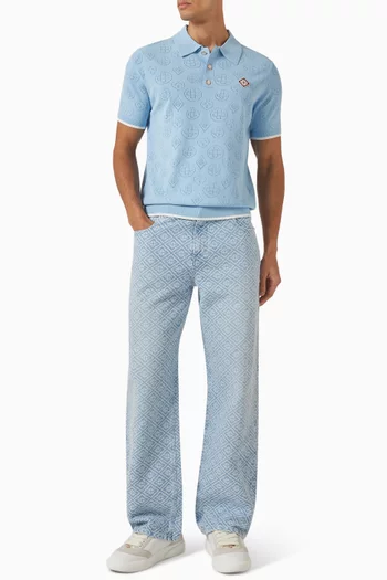 Pointelle-knit Polo Shirt