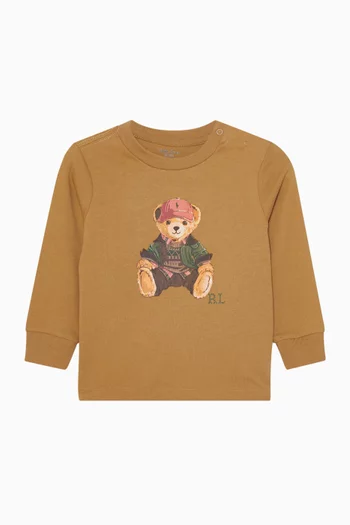 Polo Bear Graphic Long-SleevesT-shirt in Cotton Jersey