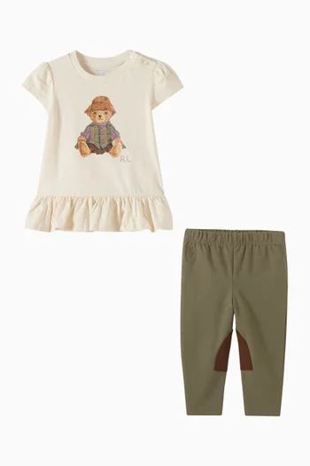 Polo Bear T-shirt & Legging Set in Jersey Peplum