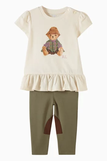 Polo Bear T-shirt & Legging Set in Jersey Peplum
