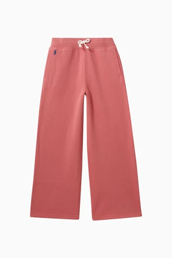 Logo Wide-leg Sweatpants in Cotton-blend Fleece