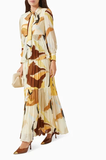 Abstract-print Dress in Chiffon