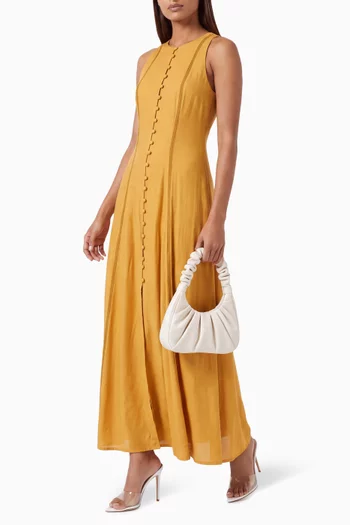 Lace-up Back Dress in Cotton-silk