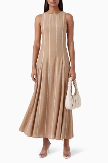Embroidered Dress in Cotton-silk