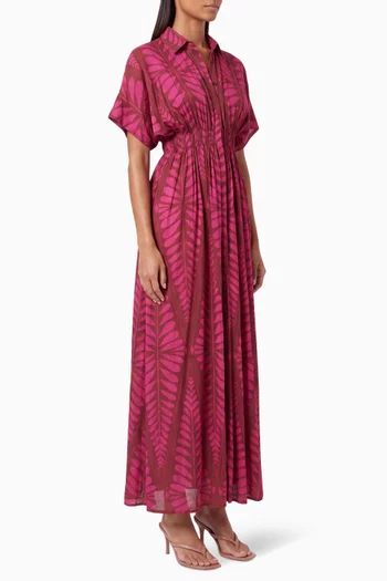 Geometric-print Kaftan Dress in Cotton-silk