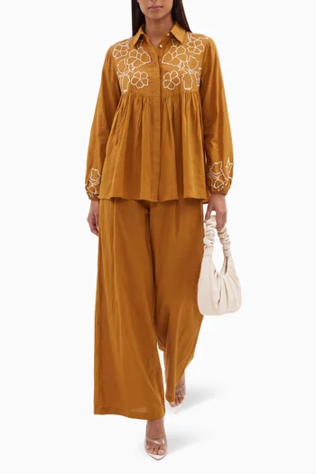 Pleated Pants in Cotton-silk