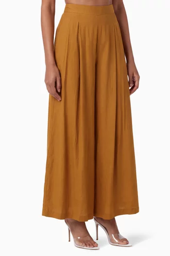 Pleated Pants in Cotton-silk