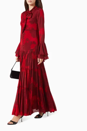 Floral Pleated Dress in Chiffon