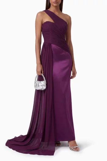 Daniel One-shoulder Dress in Mikado & Chiffon