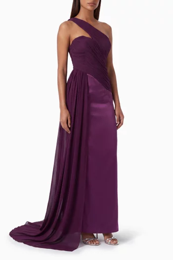 Daniel One-shoulder Dress in Mikado & Chiffon
